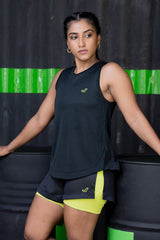 VYAYA Black Slit Back Tank Top