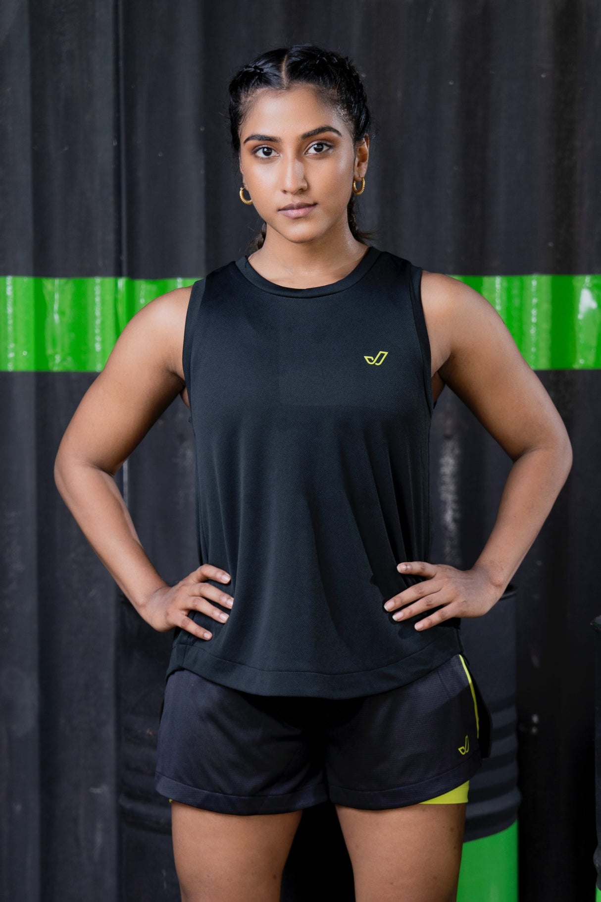 VYAYA Black Slit Back Tank Top