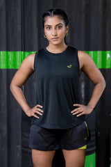 VYAYA Black Slit Back Tank Top