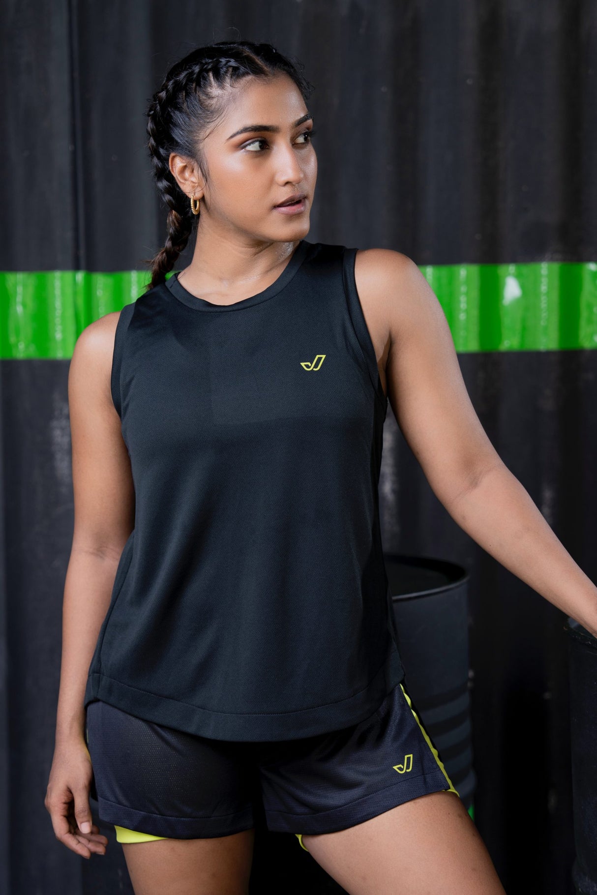 VYAYA Black Slit Back Tank Top