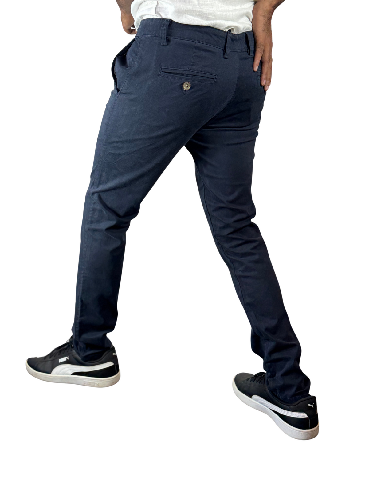 Spanchino - Mens Navy Blue Chino Fit Pants