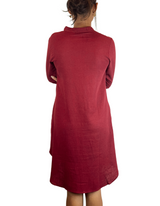 Chinese Neck 3/4 Sleeve Linen Dress by M&M Linen Collections