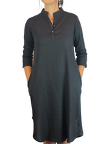 Chinese Neck 3/4 Sleeve Linen Dress by M&M Linen Collections