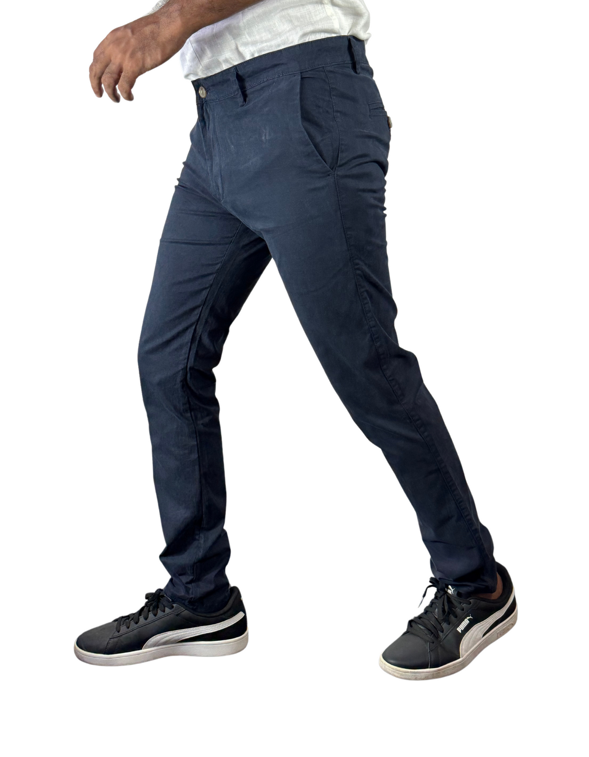 Spanchino - Mens Navy Blue Chino Fit Pants
