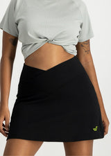 VYAYA Black V-Cross Skirt Short