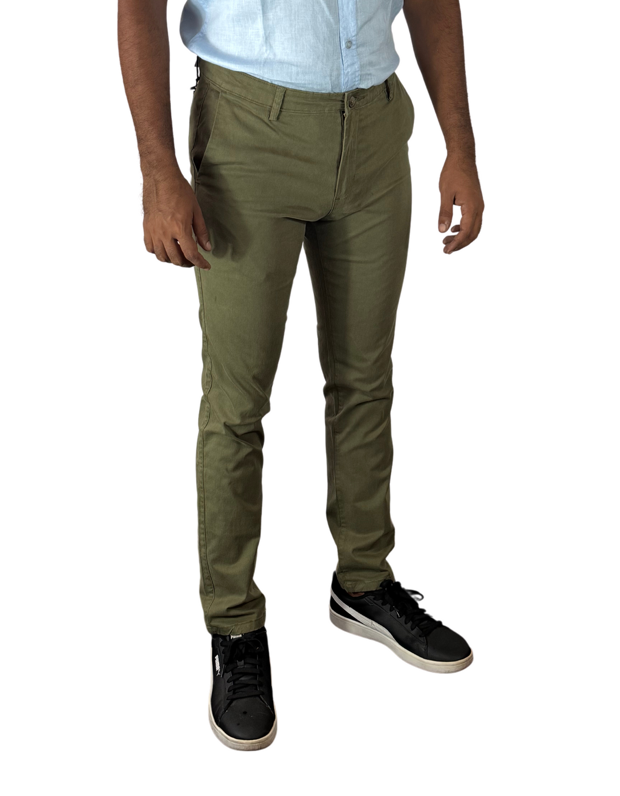 Spanchino - Mens Olive Green Chino Fit Pants