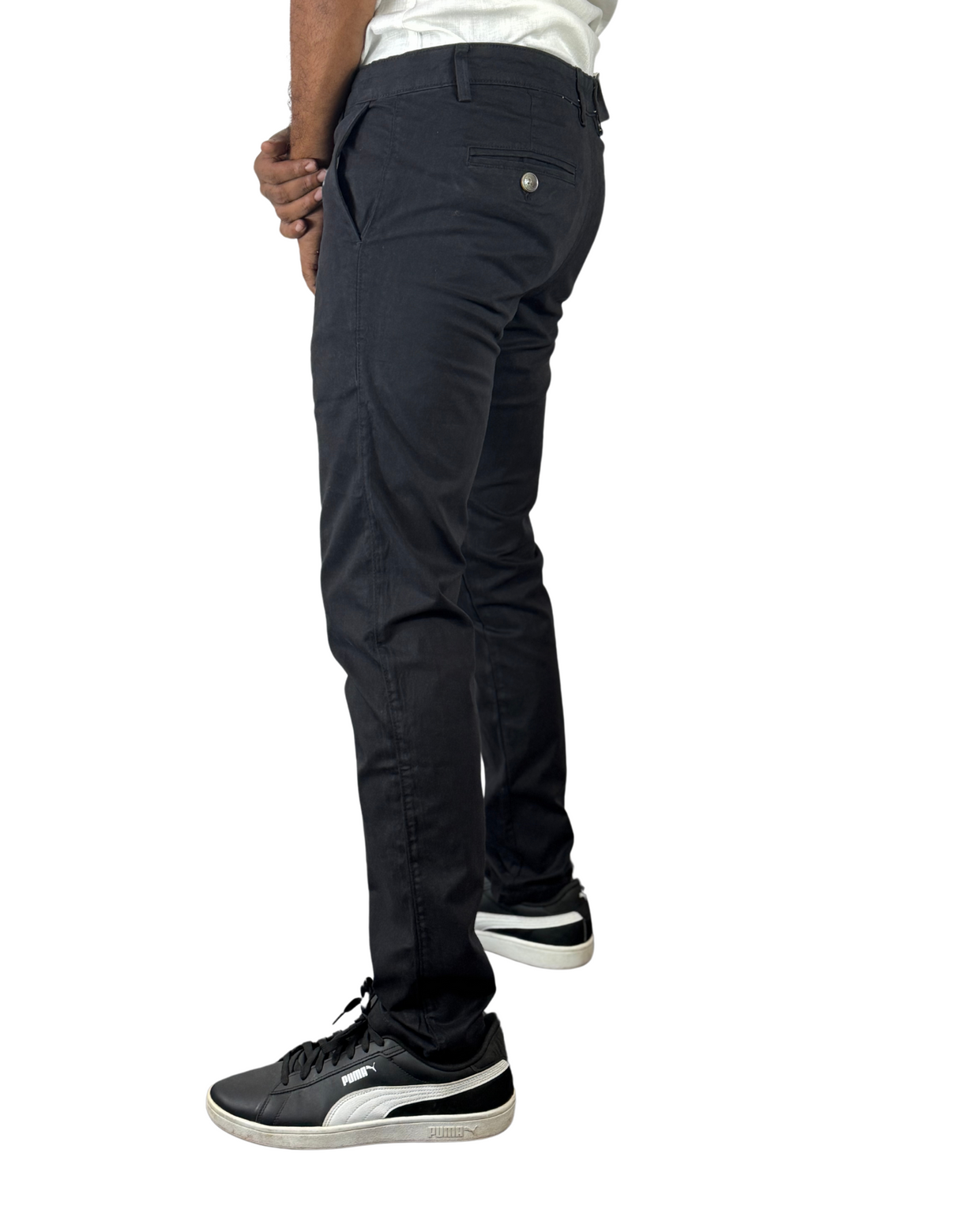 Spanchino - Mens Black Chino Fit Pants