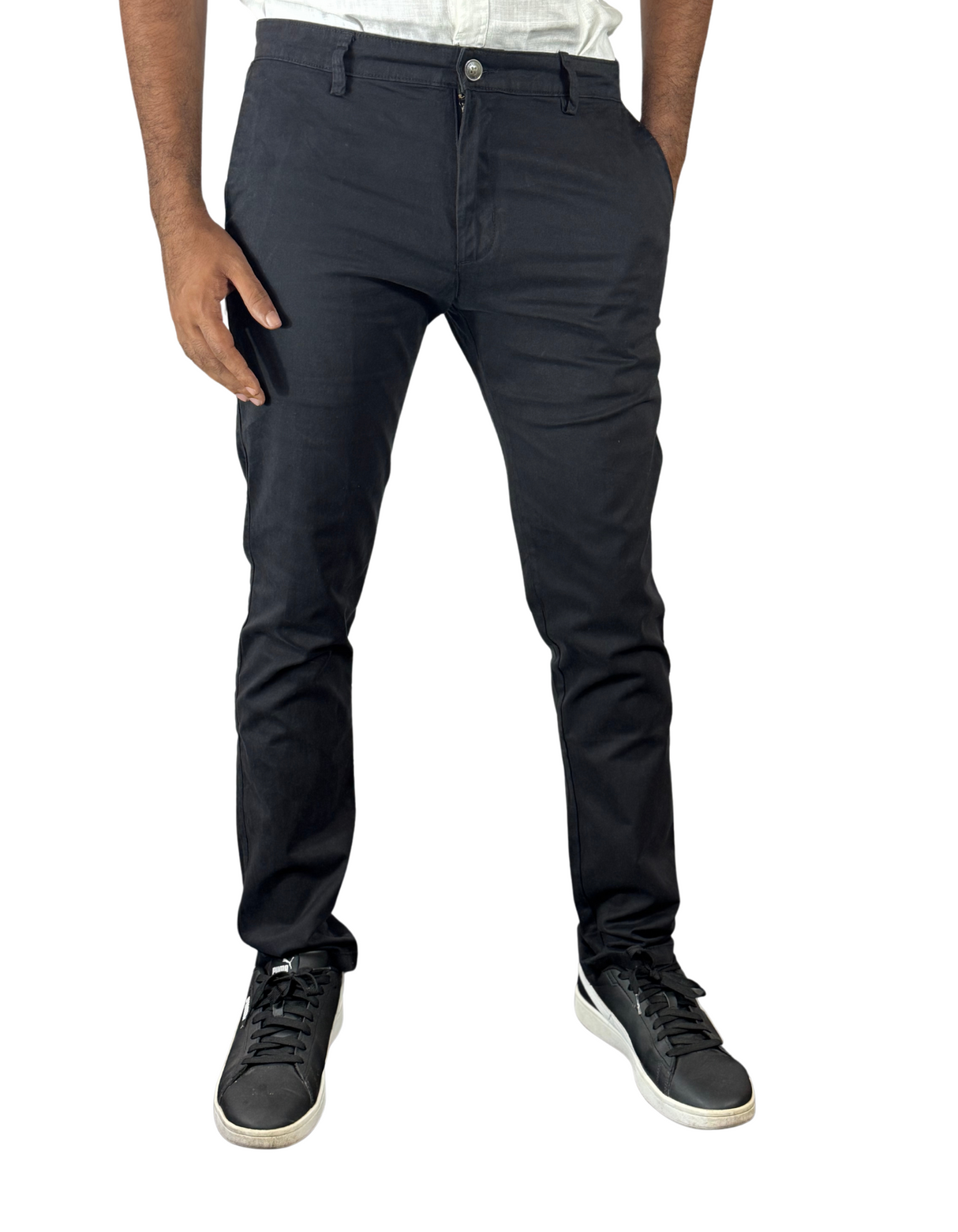 Spanchino - Mens Black Chino Fit Pants