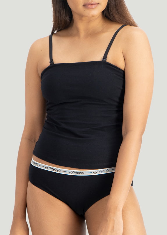 VYAYA Black Strappy Tube