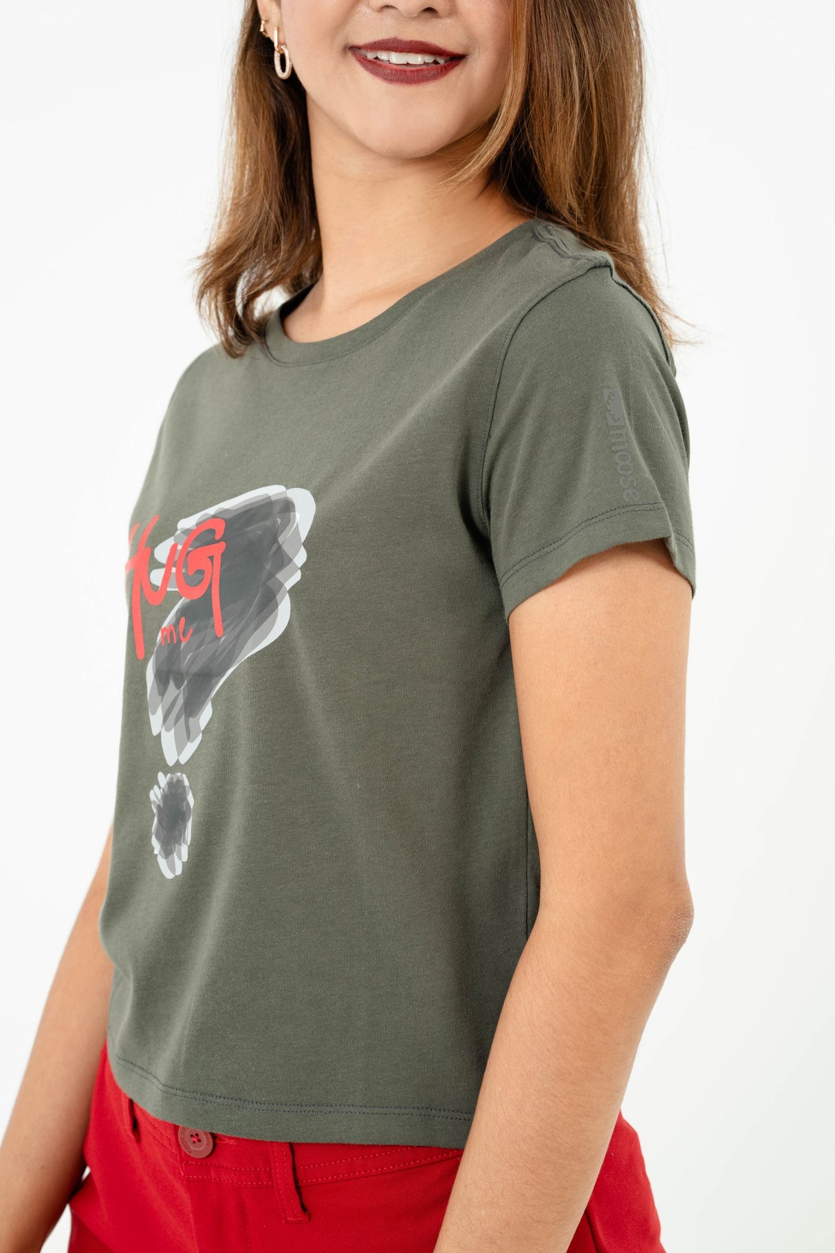 Minimalistic Printed Crew Neck T-shirt – A25 Charcoal Forest