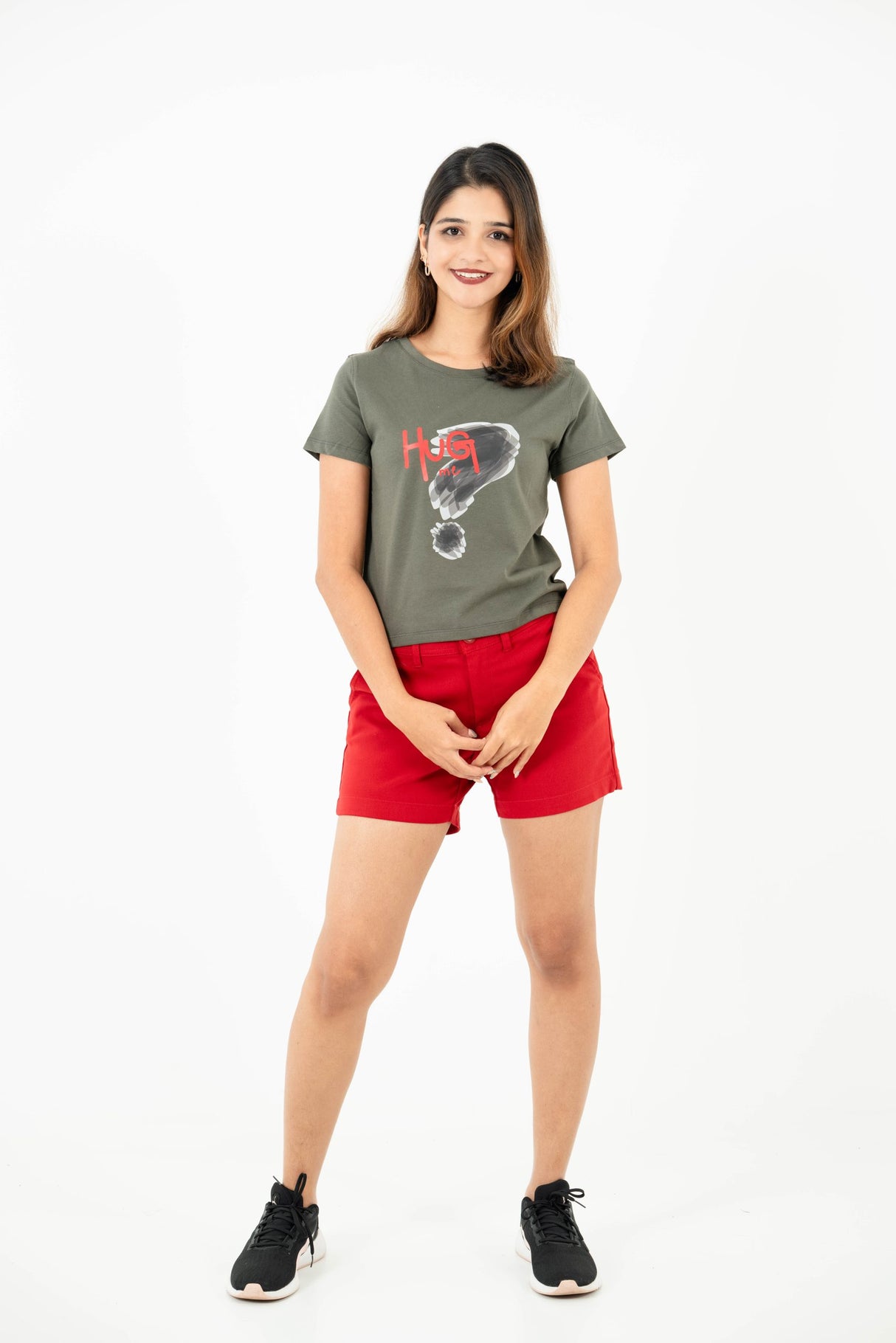 Minimalistic Printed Crew Neck T-shirt – A25 Charcoal Forest