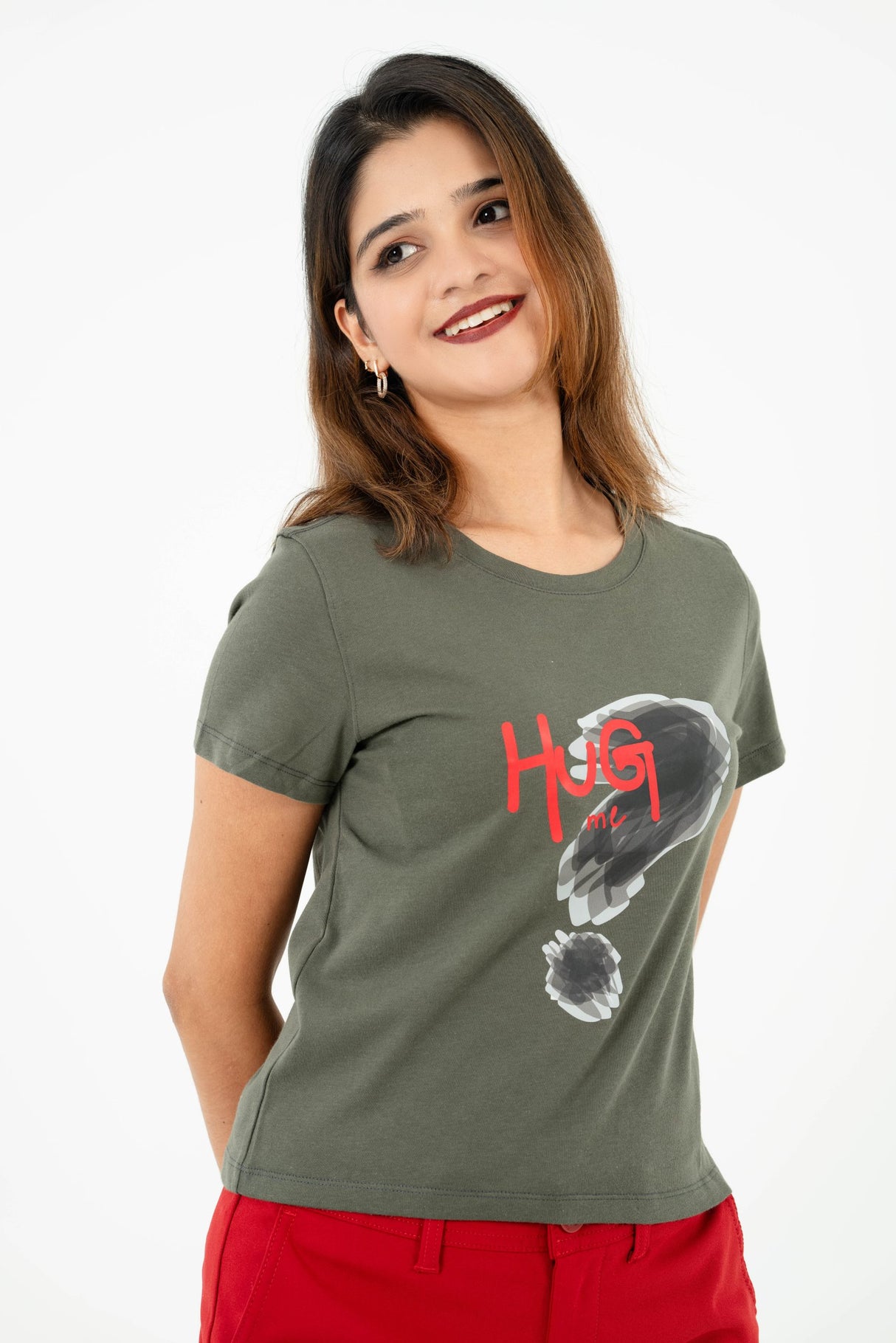 Minimalistic Printed Crew Neck T-shirt – A25 Charcoal Forest