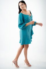 Long Sleeved Sweetheart Neck Mini Dress by Chiara Clothing