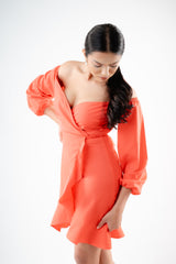 Long Sleeved Sweetheart Neck Mini Dress by Chiara Clothing