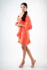 Long Sleeved Sweetheart Neck Mini Dress by Chiara Clothing