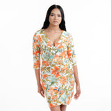 V - Neck Bodycon Printed Dress - By Chiara Clothing