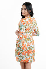 V - Neck Bodycon Printed Dress - By Chiara Clothing