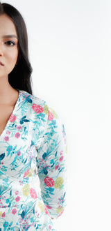 V - Neck Bodycon Printed Dress - By Chiara Clothing