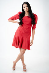Puff Sleeve Mini Dress By Chiara Clothing