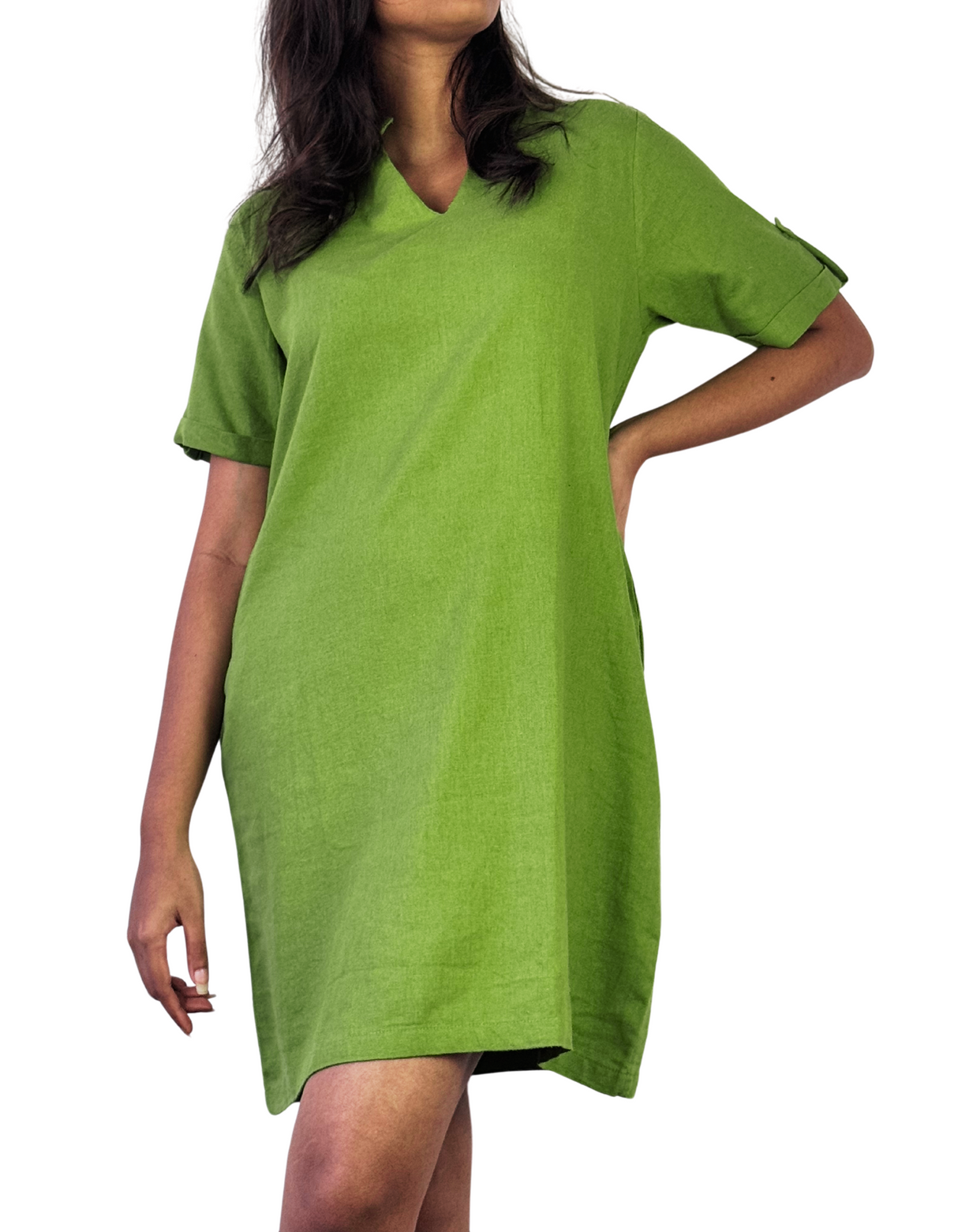 Chinese Neck Linen Dress by M&M Linen Collections