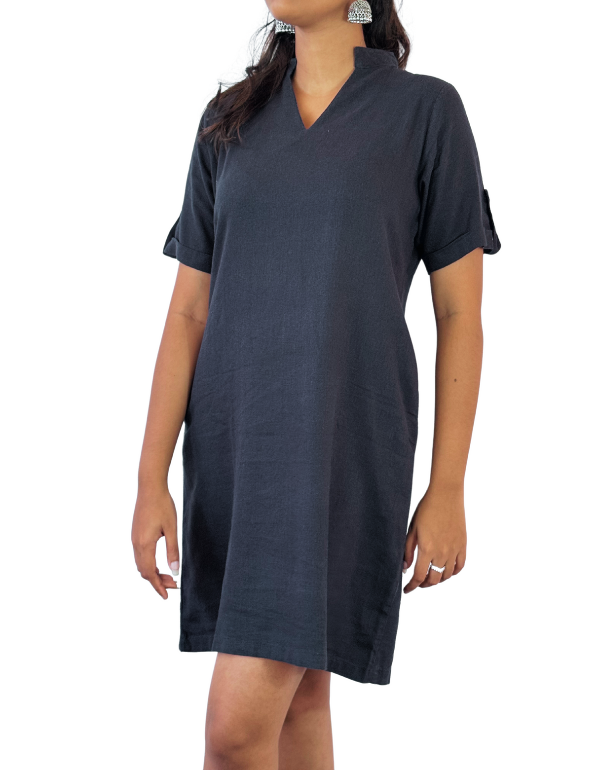 Chinese Neck Linen Dress by M&M Linen Collections