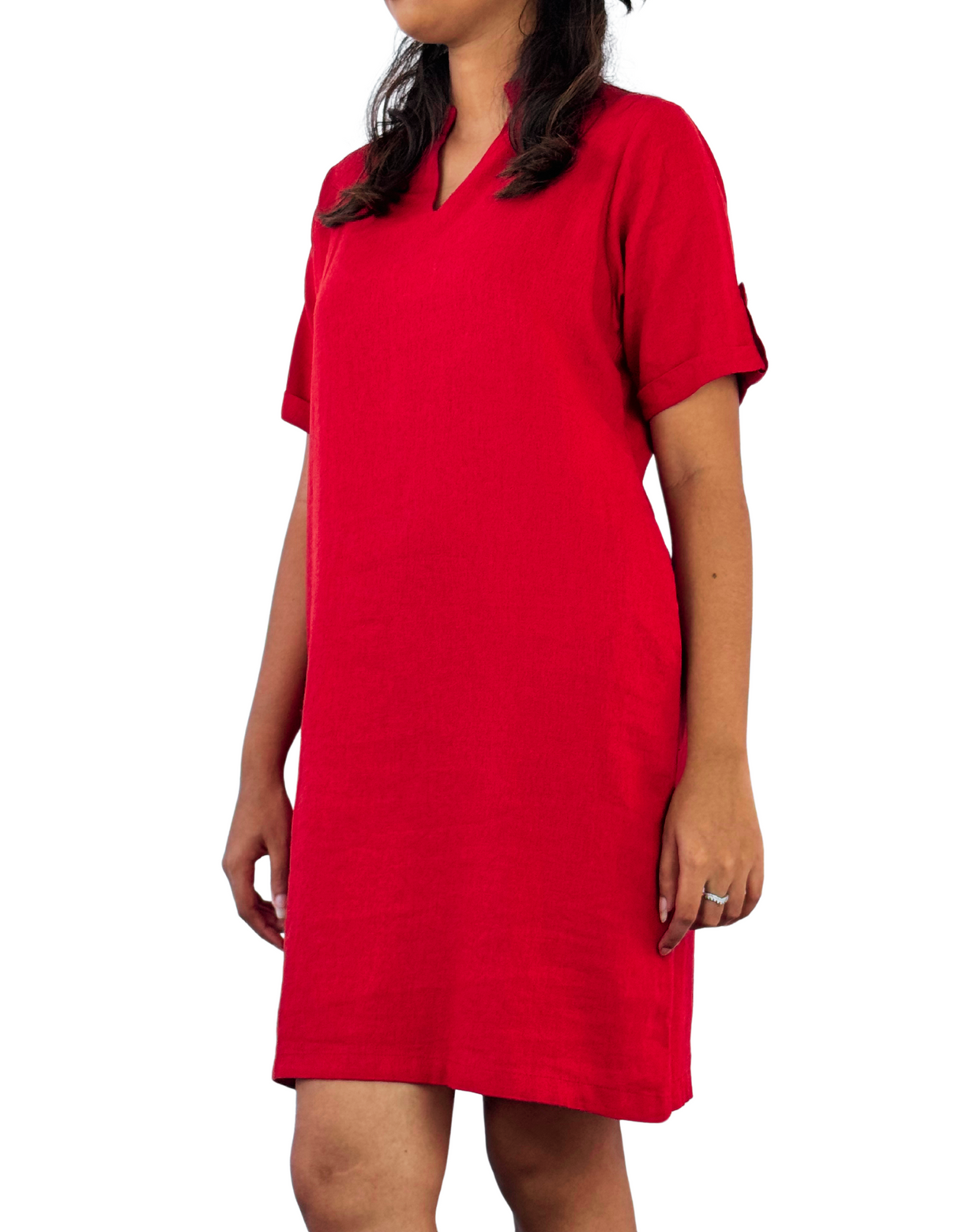 Chinese Neck Linen Dress by M&M Linen Collections