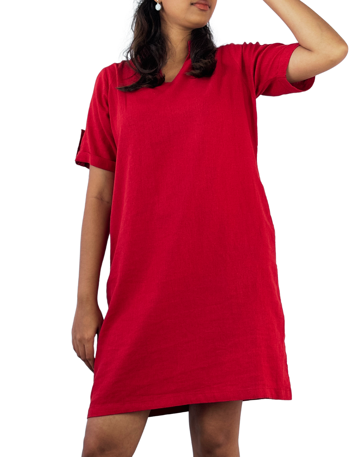 Chinese Neck Linen Dress by M&M Linen Collections
