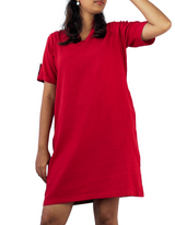 Chinese Neck Linen Dress by M&M Linen Collections