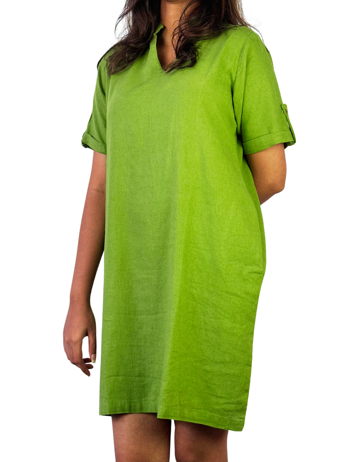 Chinese Neck Linen Dress by M&M Linen Collections