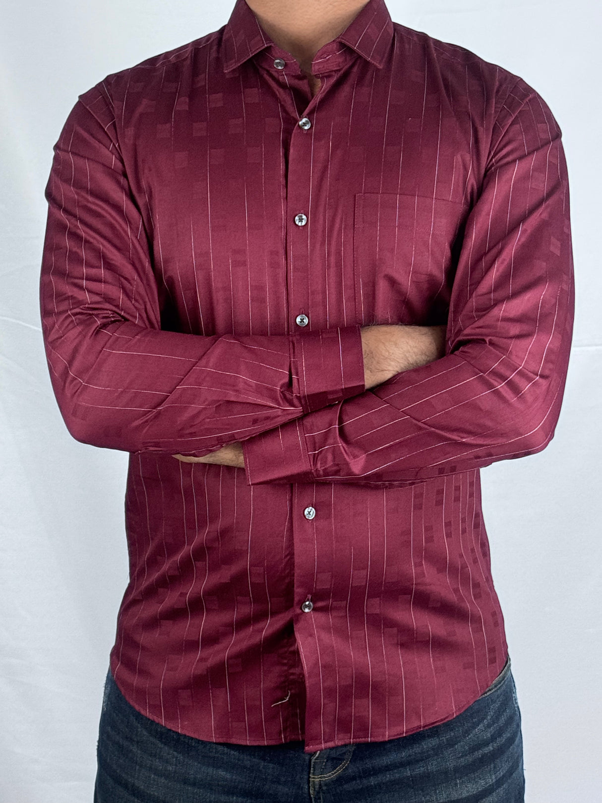 Striped Party wear Giorhudson Platinum Long Sleeves Shirt