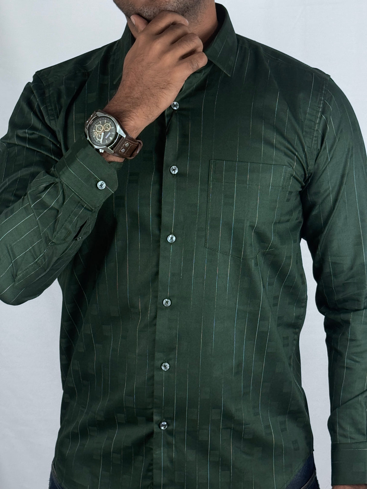 Striped Party wear Giorhudson Platinum Long Sleeves Shirt