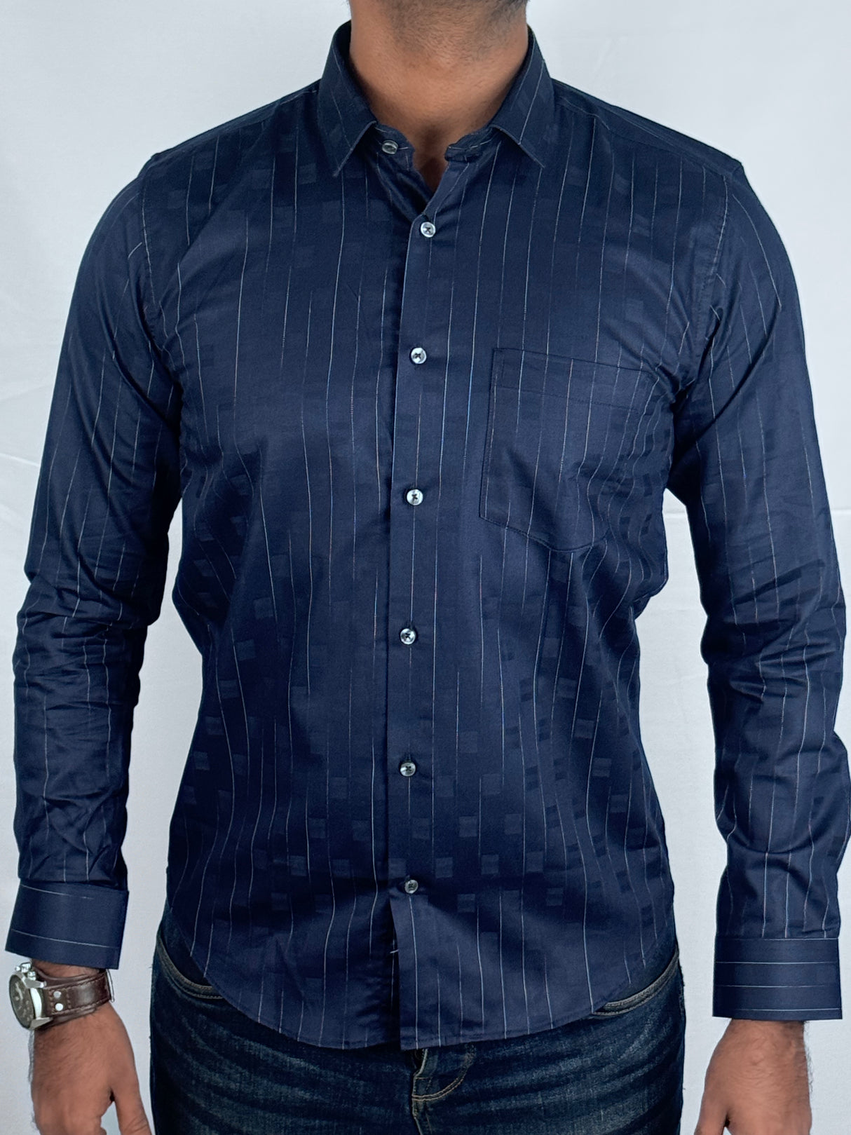 Striped Party wear Giorhudson Platinum Long Sleeves Shirt