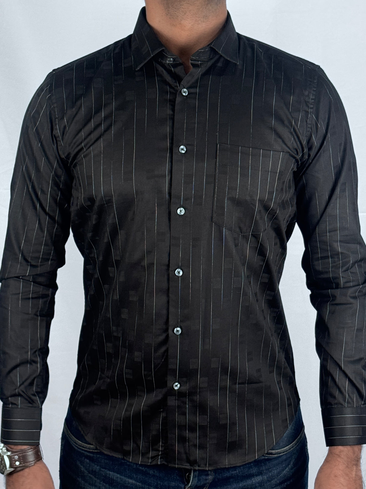 Striped Party wear Giorhudson Platinum Long Sleeves Shirt