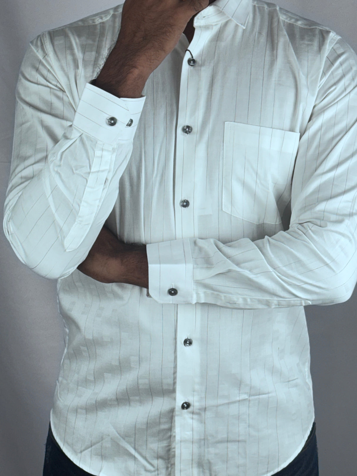 Striped Party wear Giorhudson Platinum Long Sleeves Shirt