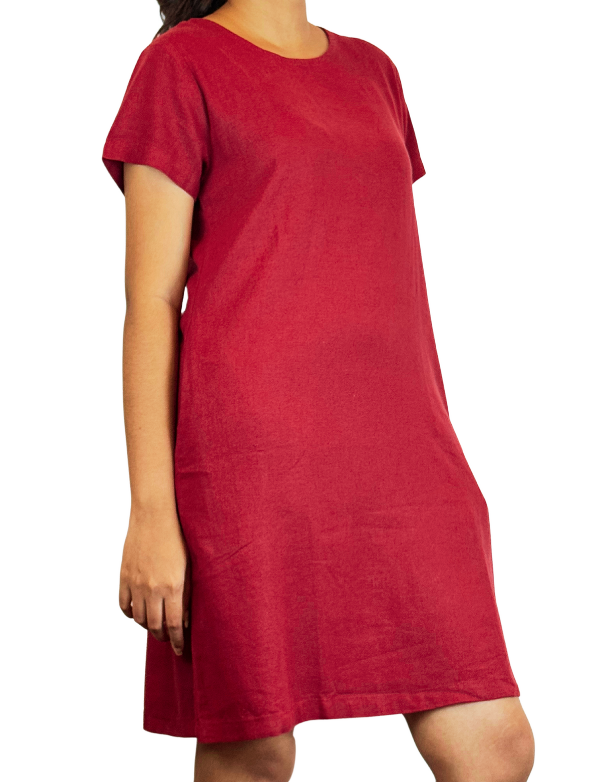 U Neck Plain Linen Dress by M&M Linen Collections