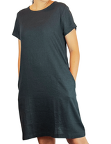 U Neck Plain Linen Dress by M&M Linen Collections