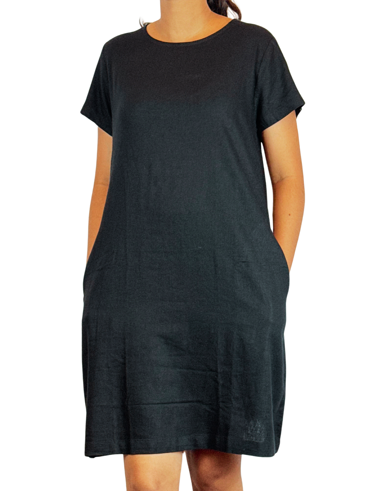 U Neck Plain Linen Dress by M&M Linen Collections