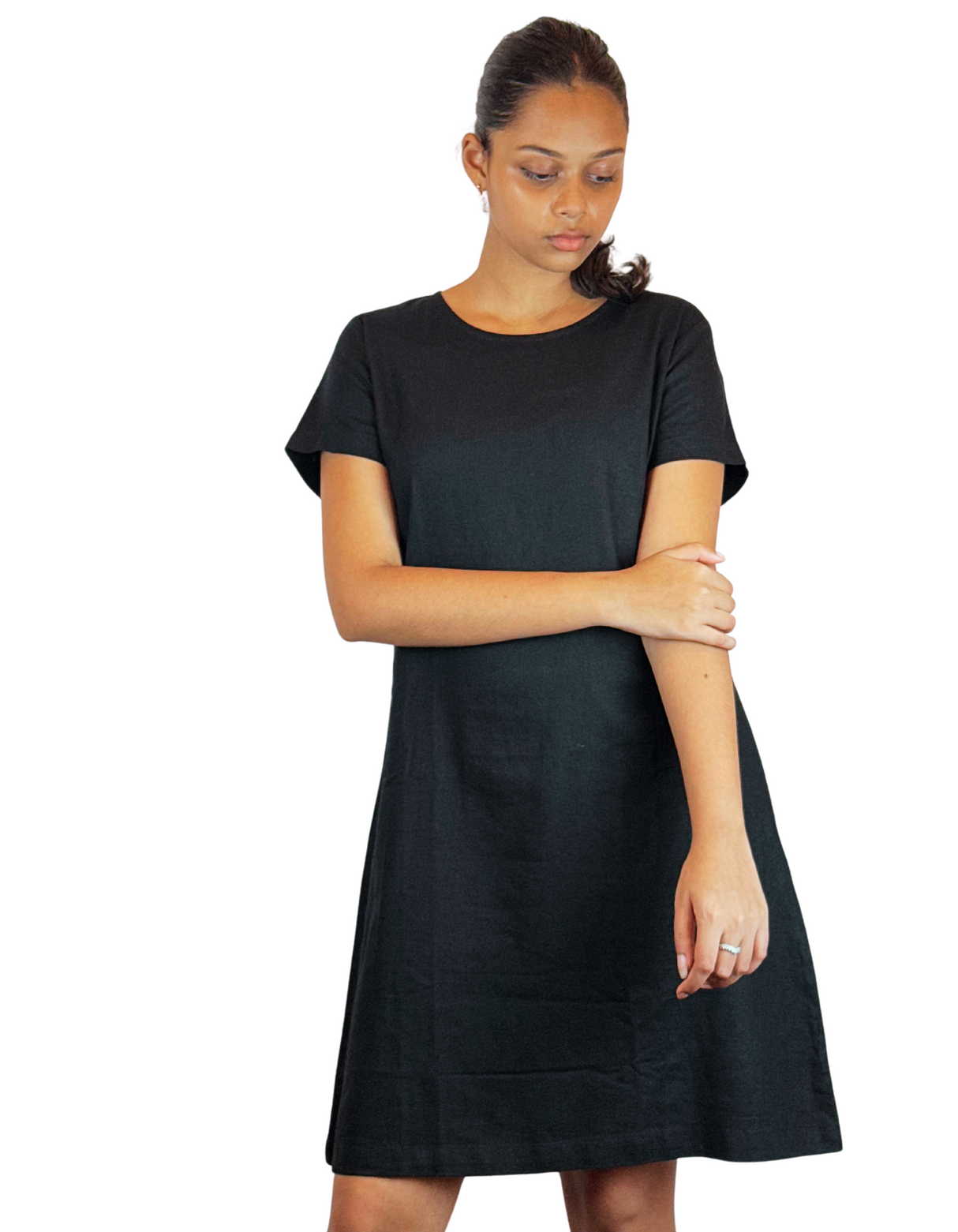 U Neck Plain Linen Dress by M&M Linen Collections
