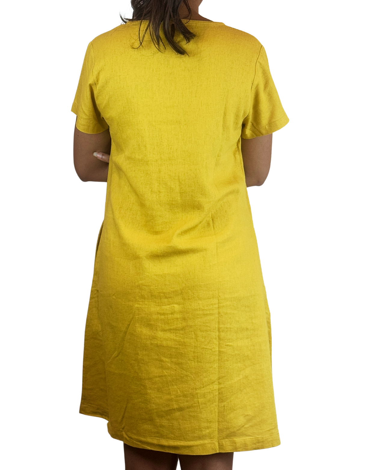 U Neck Plain Linen Dress by M&M Linen Collections
