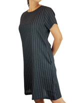 U Neck Linen Stripe Dress By M&M Linen Collection