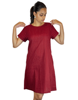U Neck Linen Stripe Dress By M&M Linen Collection