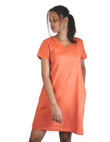 V Neck Plain Linen Dress by M&M Linen Collections