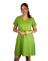 V Neck Plain Linen Dress by M&M Linen Collections