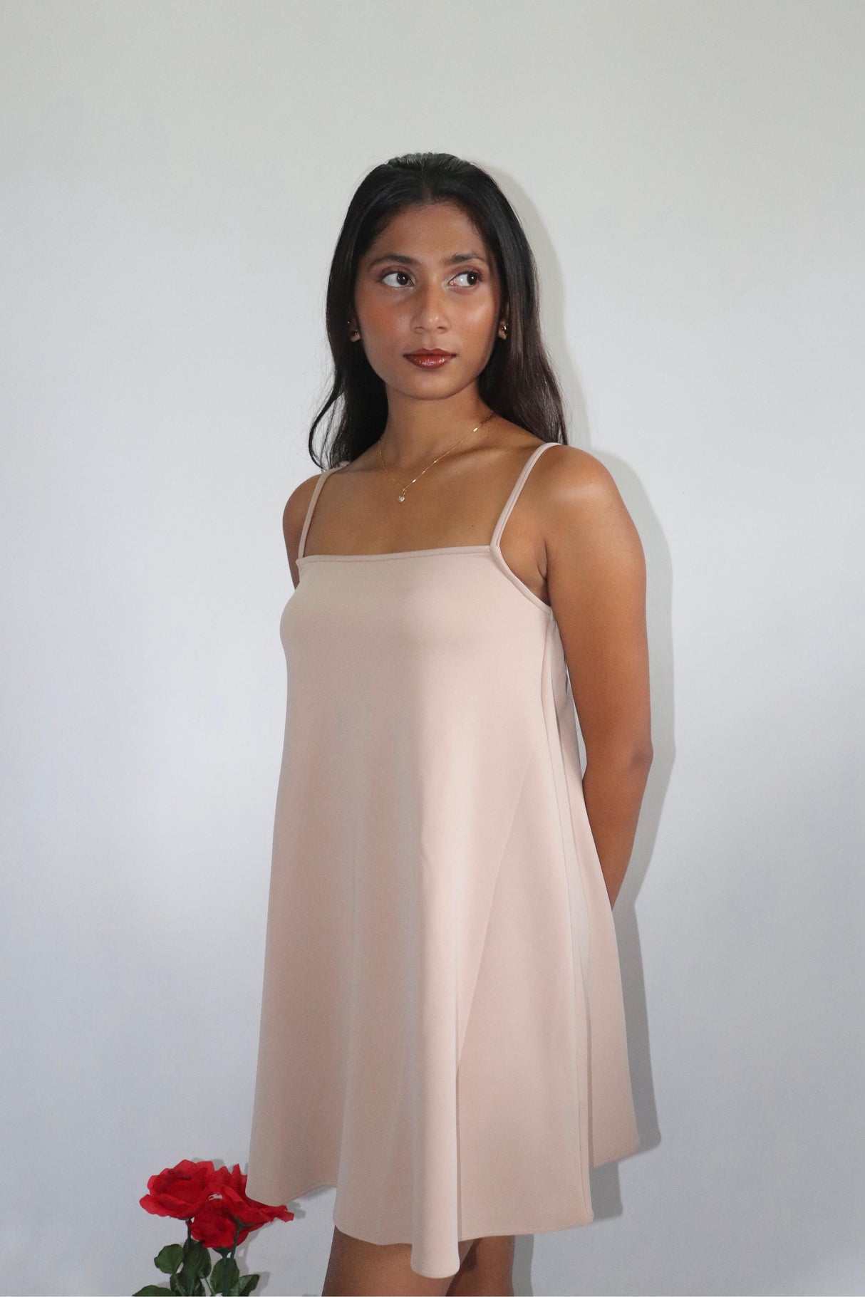 Petite backless cami dress