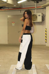 Color block wide leg cargo pant