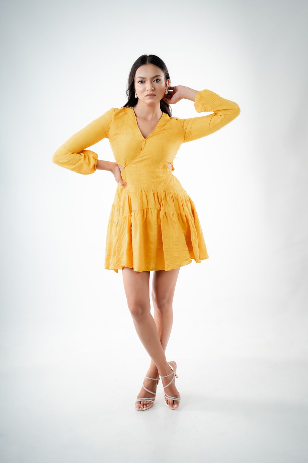 V - Neck Rib Mini Dress by Chiara Clothing (Copy)