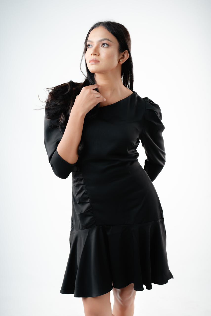 Puff Sleeve Mini Dress By Chiara Clothing