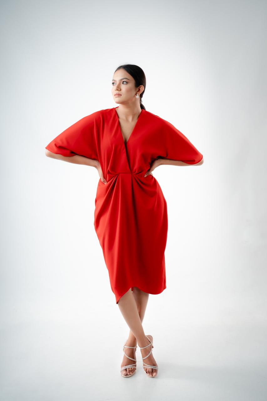 Batwing Short Sleeve Mini Dress by Chiara Clothing