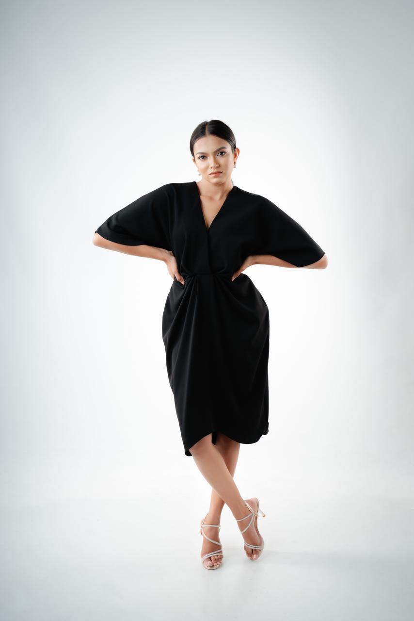 Batwing Short Sleeve Mini Dress by Chiara Clothing