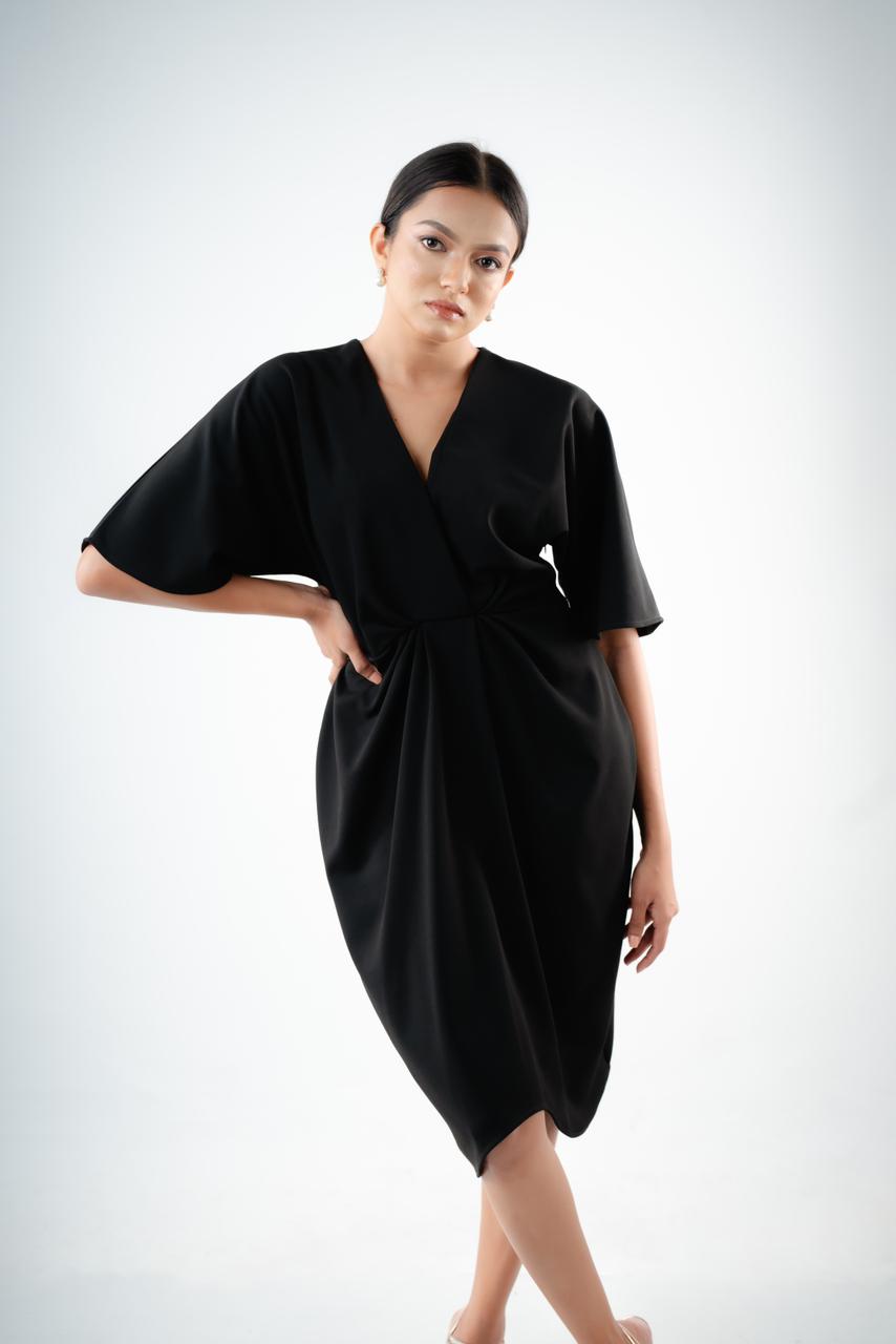 Batwing Short Sleeve Mini Dress by Chiara Clothing